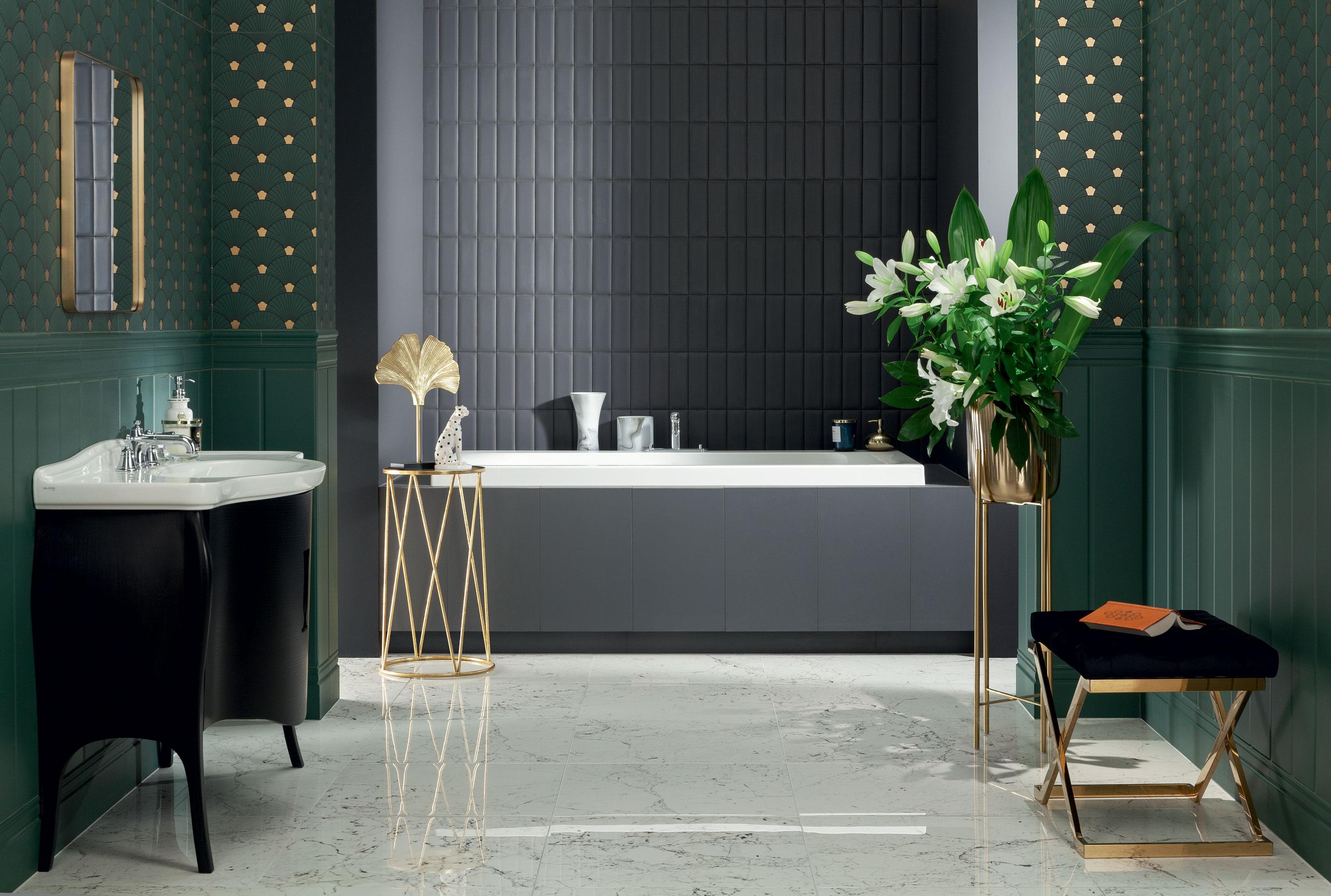 Elegancja marmuru i ekspresyjna zieleń w klimacie art déco