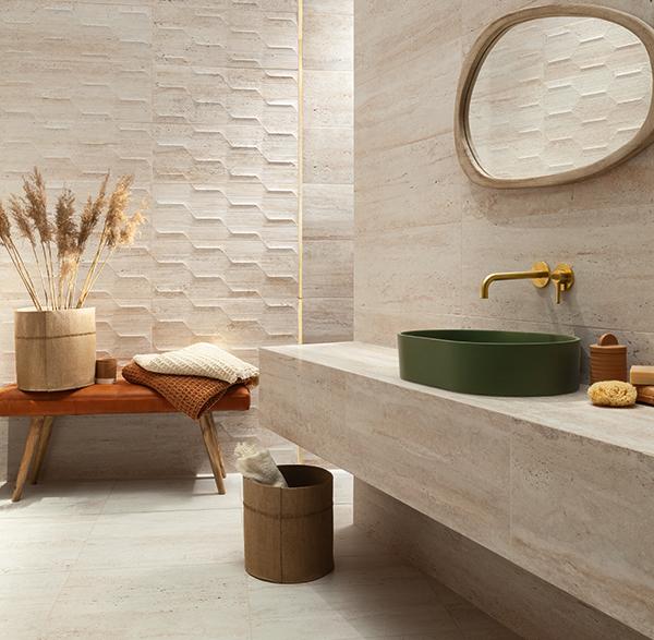Półki w łazience wykonane z płytek ceramicznych z kolekcji TissueALT: Półki w łazience wykonane z płytek ceramicznych z kolePółki w łazience wykonane z płytek ceramicznych z kolekcji TissueALT: Półki w łazience wykonane z płytek ceram