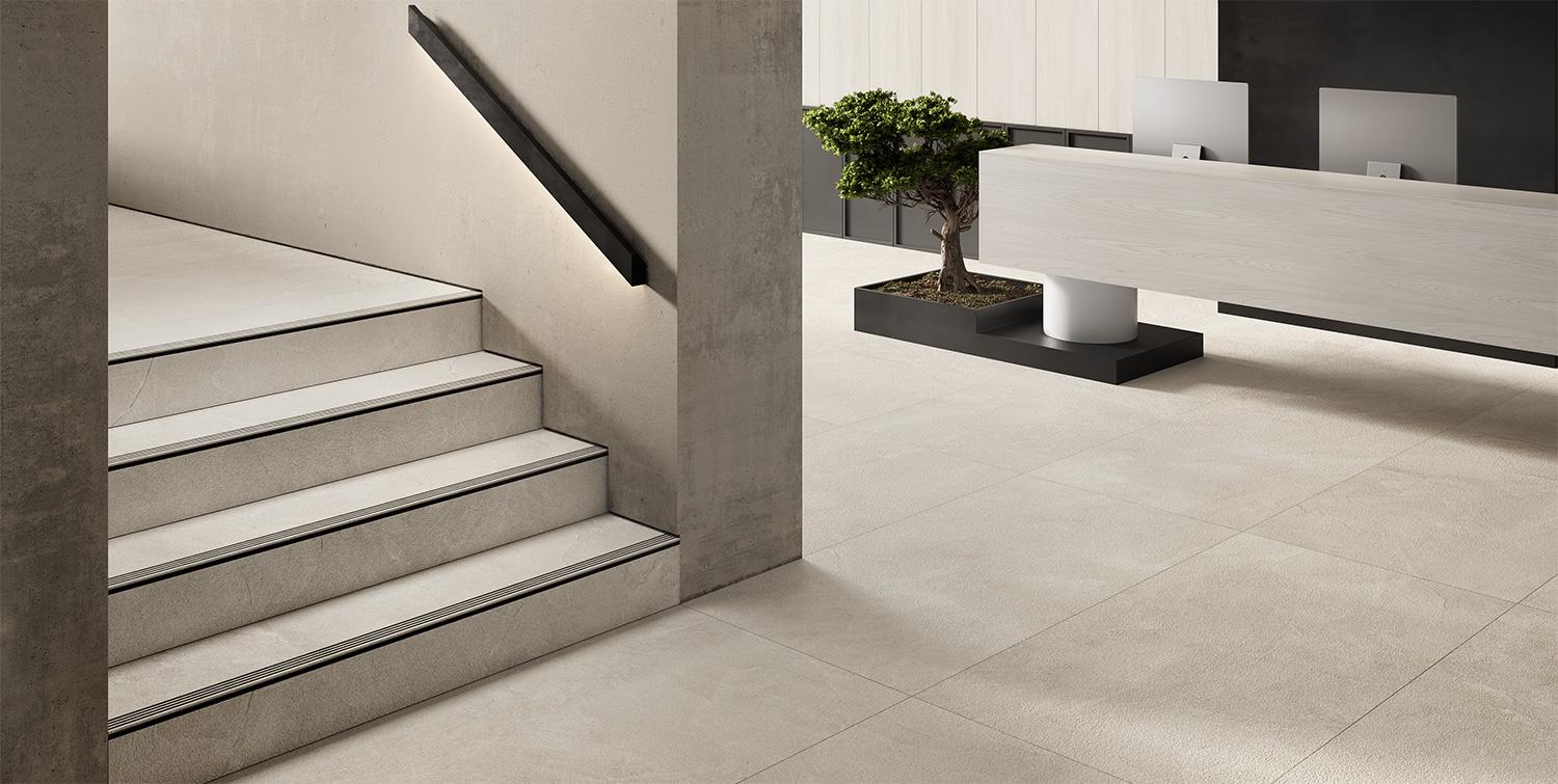 Płytki podłogowe do obiektów użyteczności publicznej z kolekcji Stopnice CARE